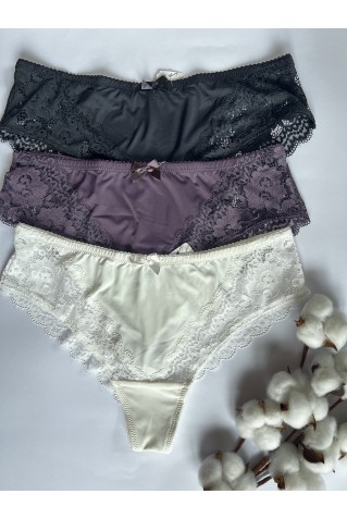 Трусики бразиліана з мікрофібри та мережива Annajolly 81104